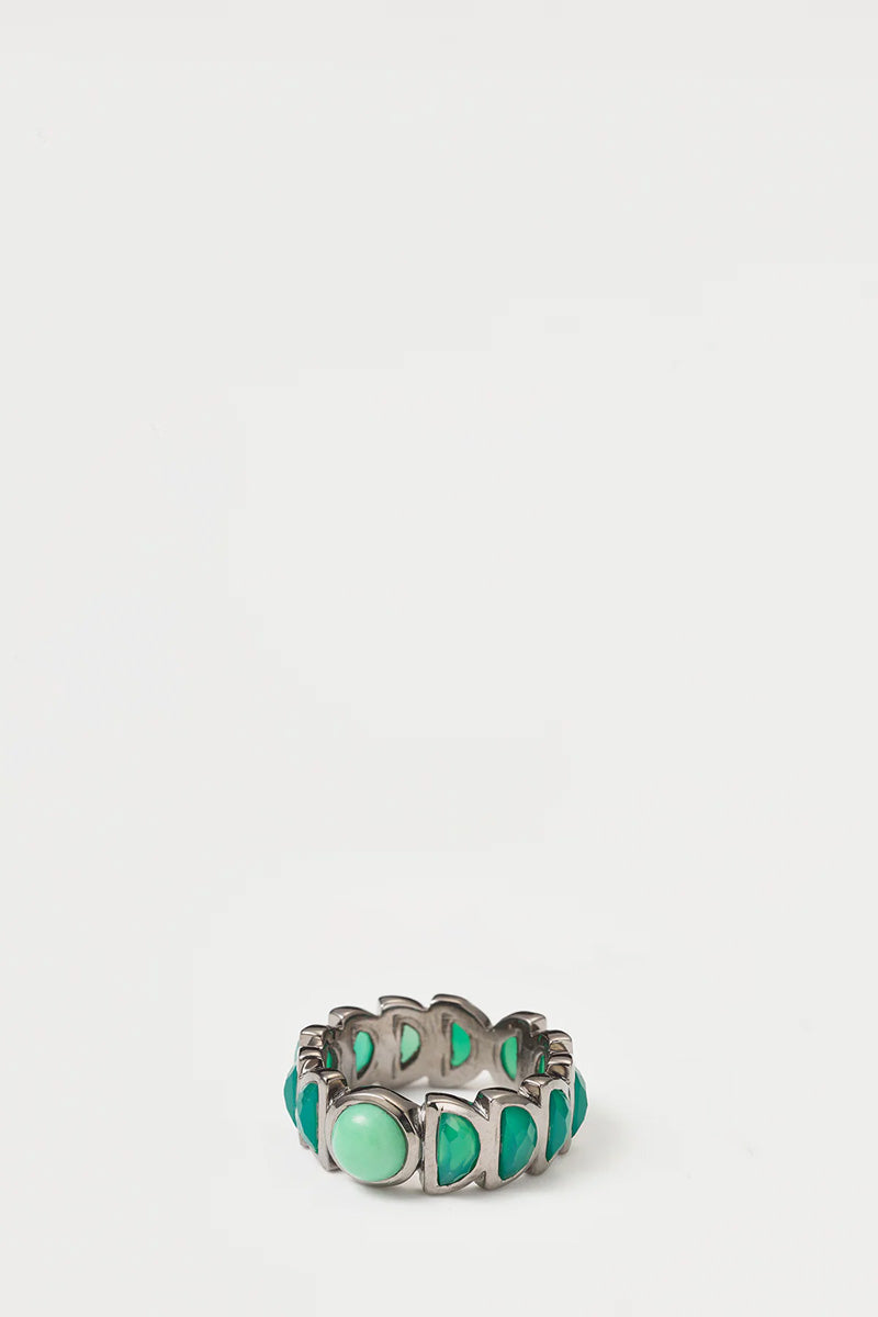 Luna Band Ring - Chrysoprase & Green Onyx