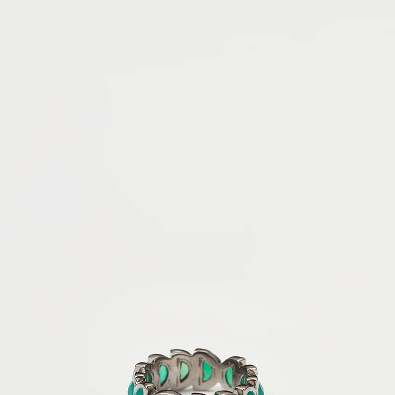 Luna Band Ring - Chrysoprase & Green Onyx