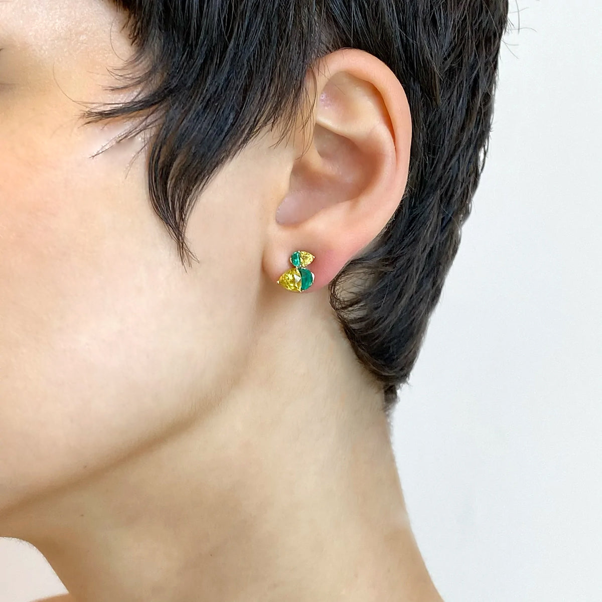 Mallard Studs - Emerald and Sphene