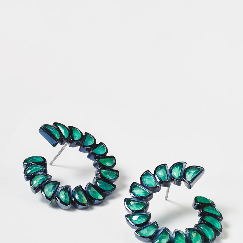 Marabou Bypass Hoops - Green Onyx