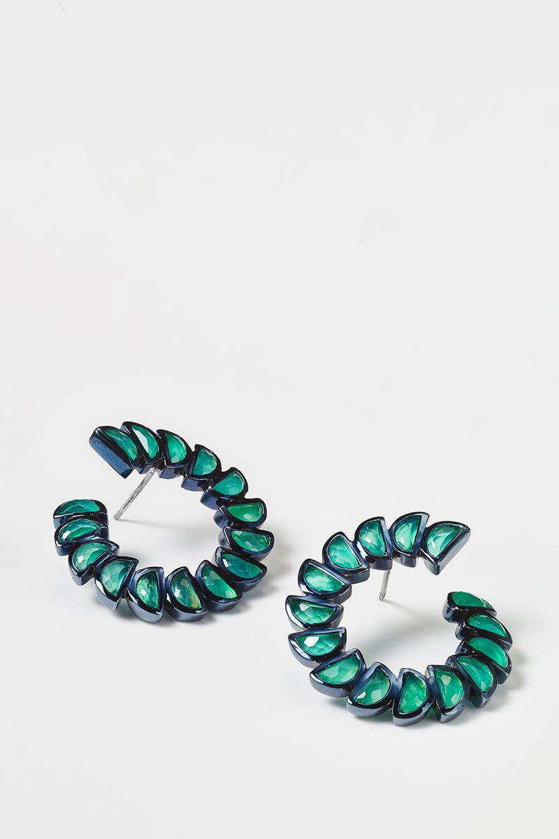 Marabou Bypass Hoops - Green Onyx