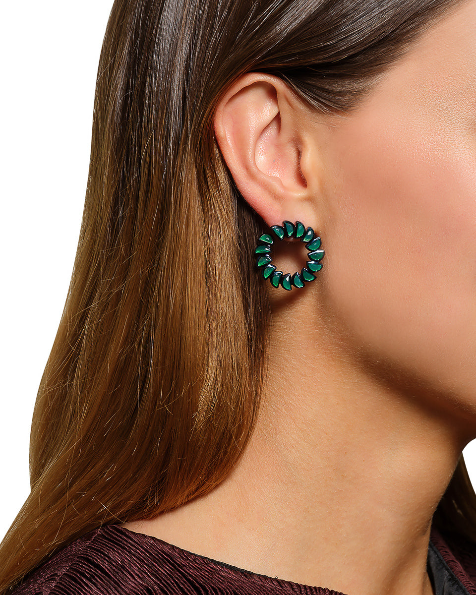 Marabou Bypass Hoops - Green Onyx
