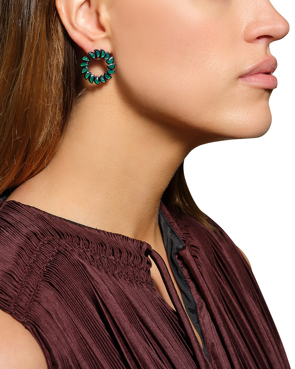 Marabou Bypass Hoops - Green Onyx