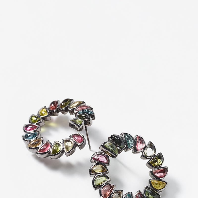 Marabou Bypass Hoops - Multi Tourmaline