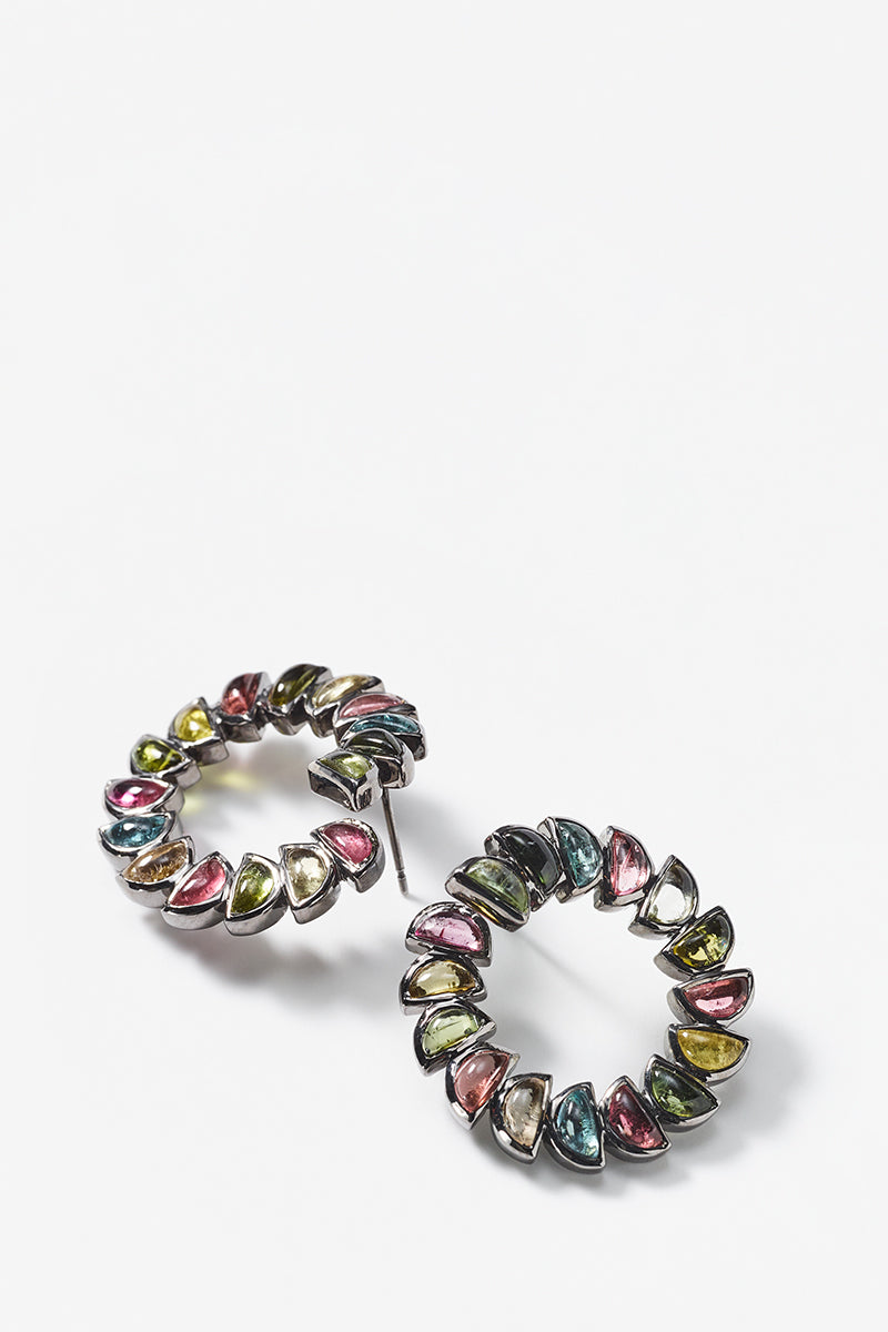 Marabou Bypass Hoops - Multi Tourmaline