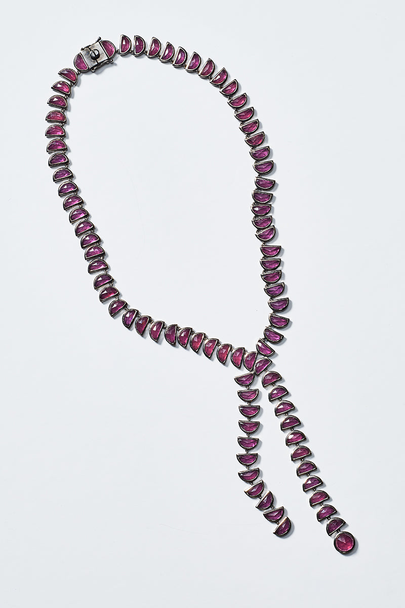 Marabou Lariat Necklace - Ruby