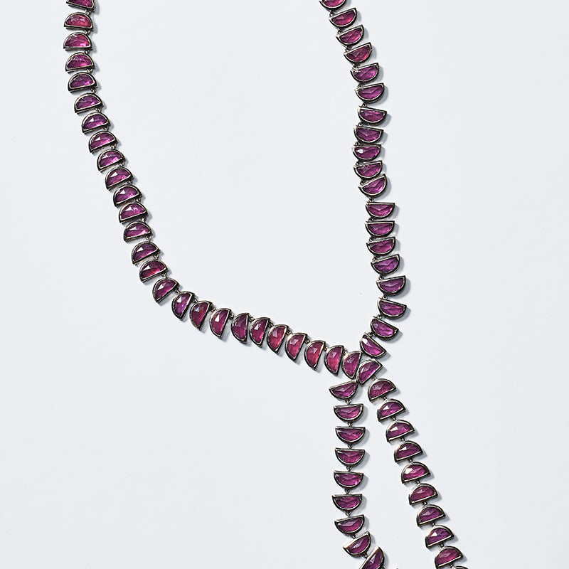 Marabou Lariat Necklace - Ruby