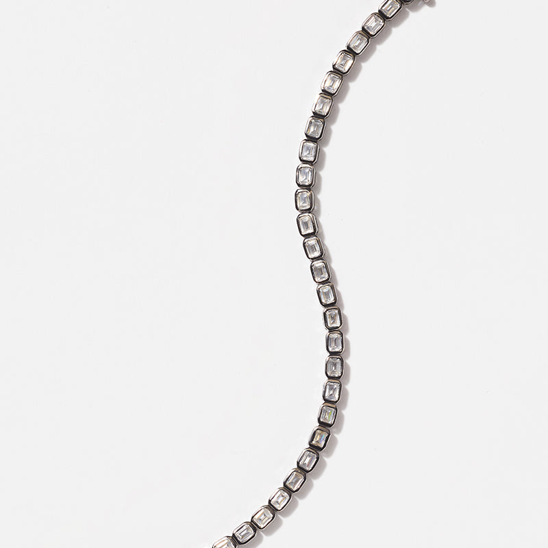 Mini Deco-Tile Tennis Bracelet - White Zircon