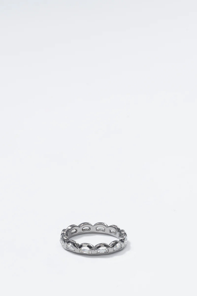 Mini Scallop Band Ring - White Zircon