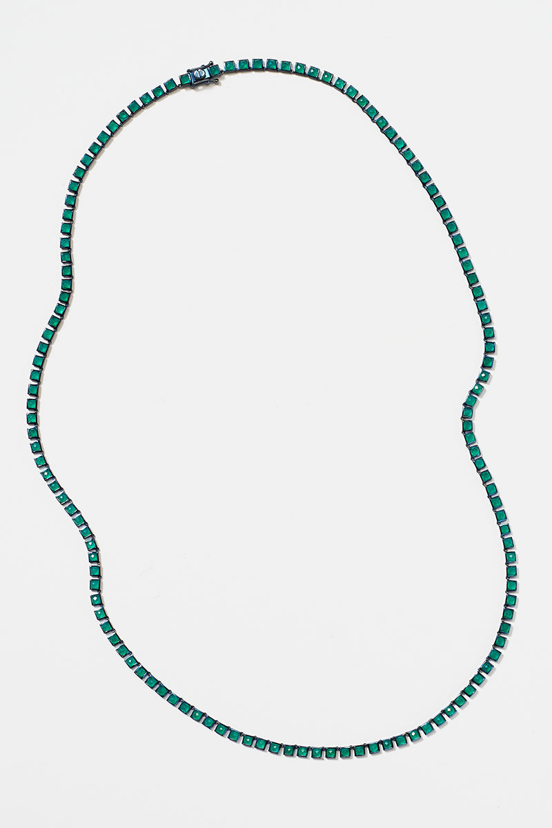 Mini Tile Opera Necklace - Green Onyx