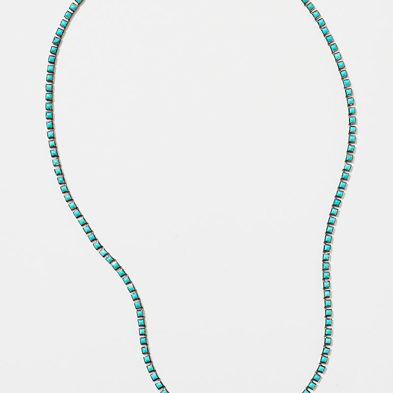 Mini Tile Opera Necklace - Turquoise