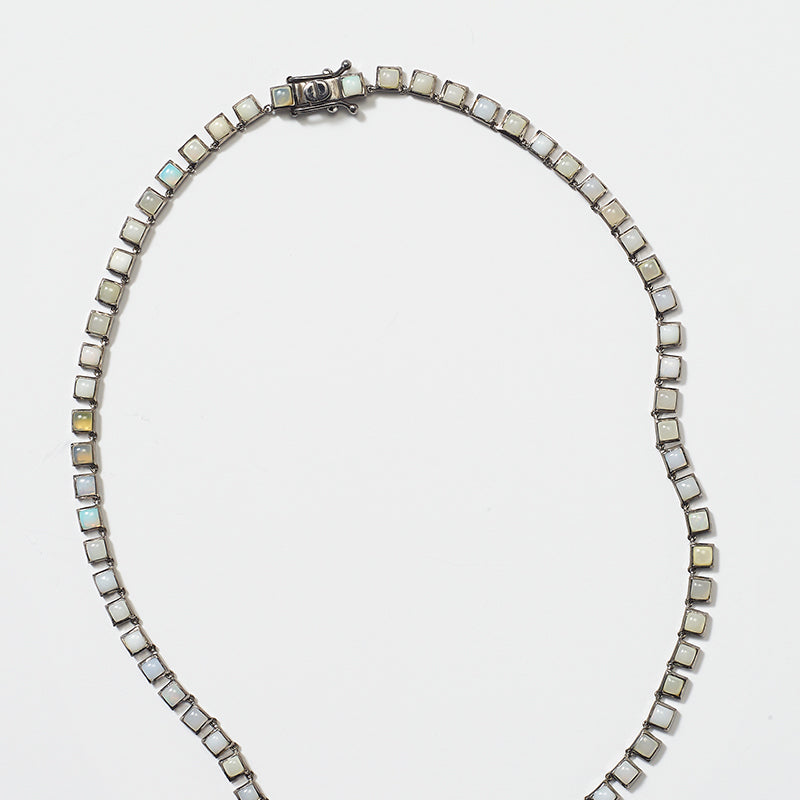 Mini Tile Rivière Necklace - Ethiopian Opal