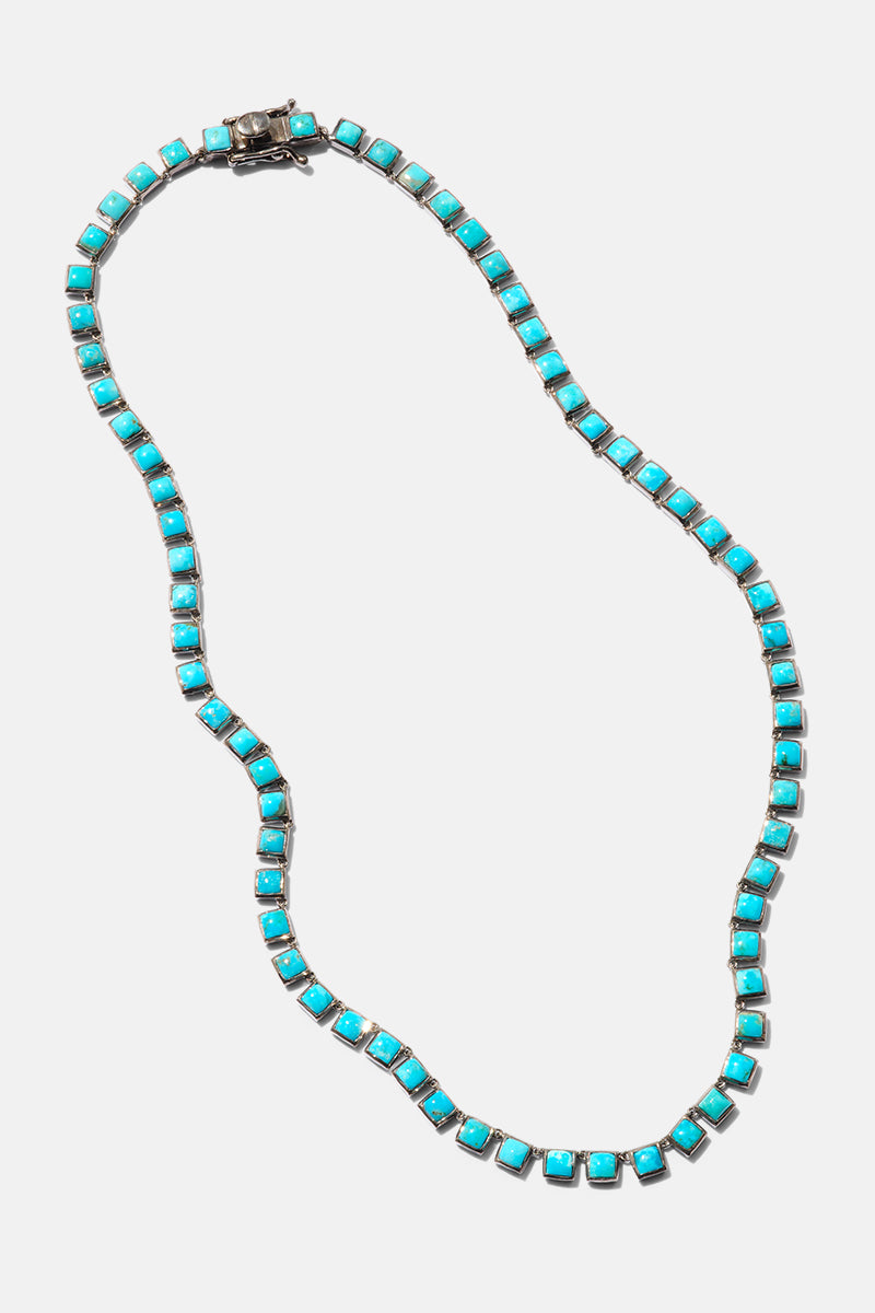 Mini Tile Rivière Necklace - Turquoise
