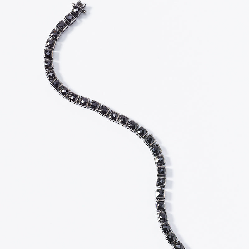 Mini Tile Tennis Bracelet - Black Spinel