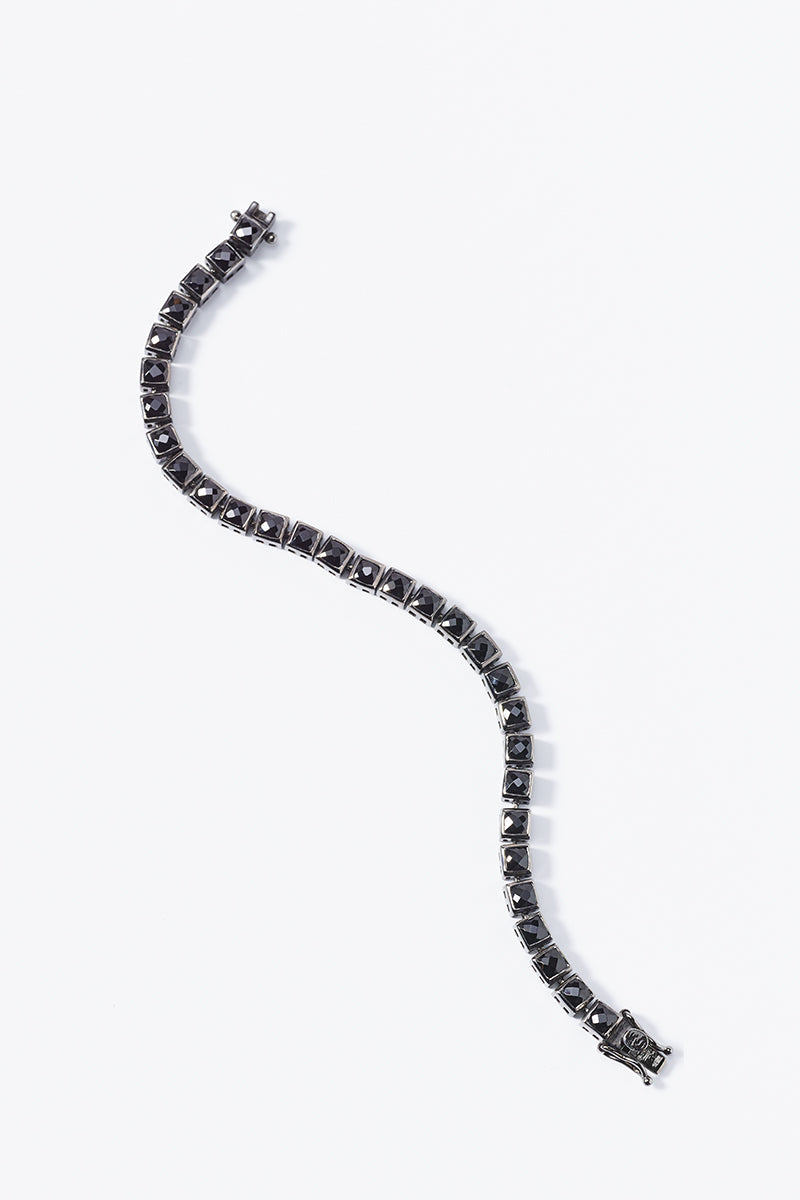 Mini Tile Tennis Bracelet - Black Spinel
