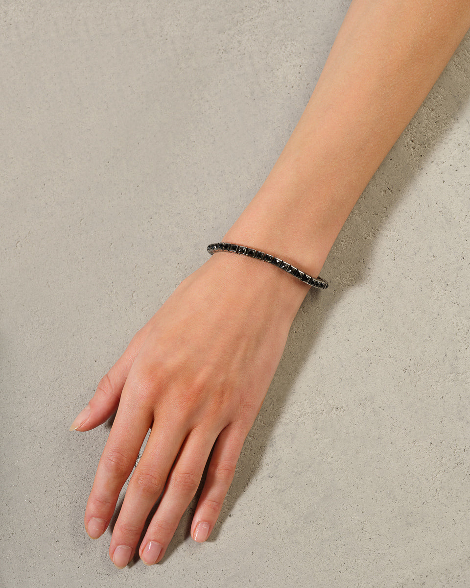 Mini Tile Tennis Bracelet - Black Spinel