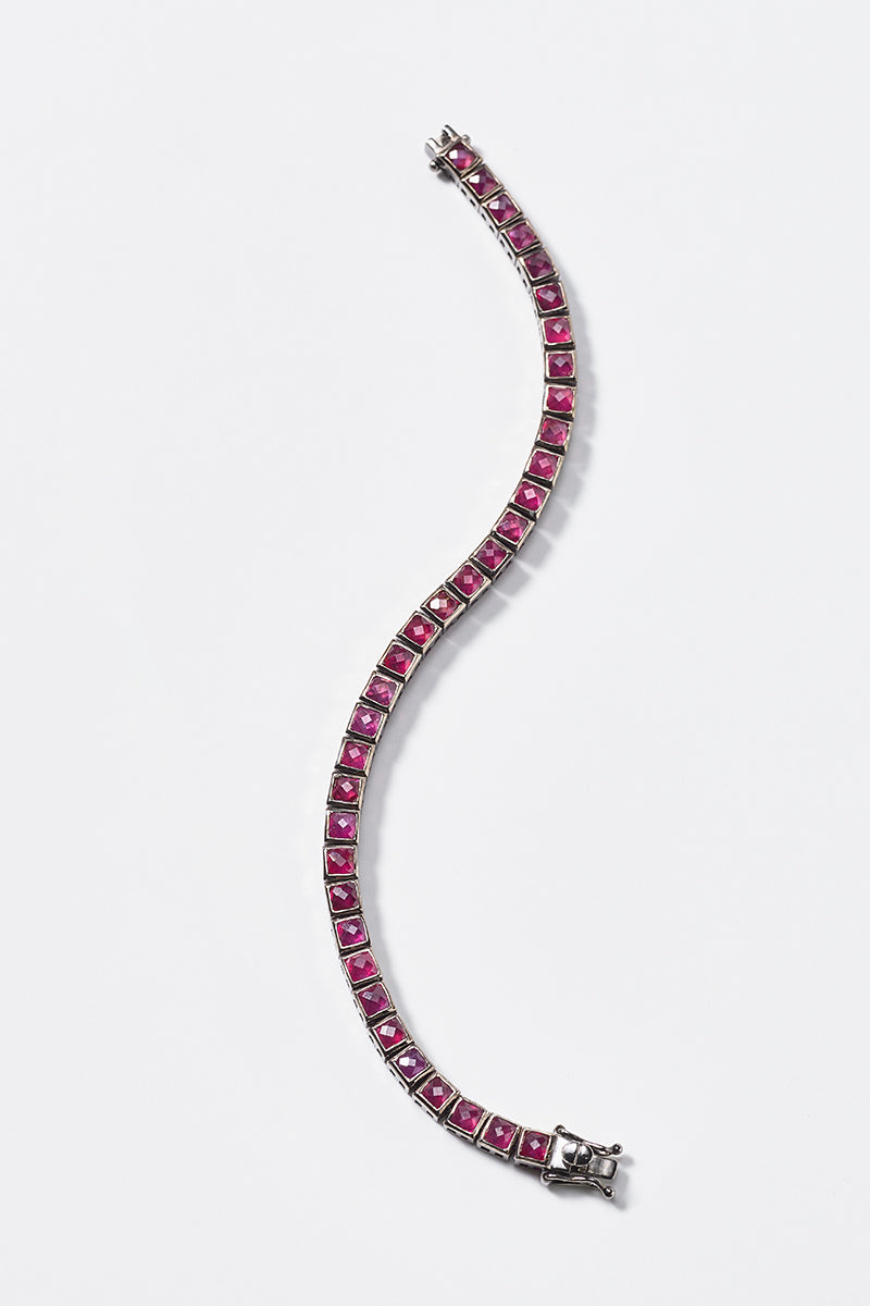 Mini Tile Tennis Bracelet - Ruby