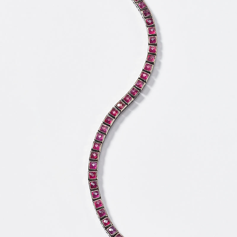 Mini Tile Tennis Bracelet - Ruby