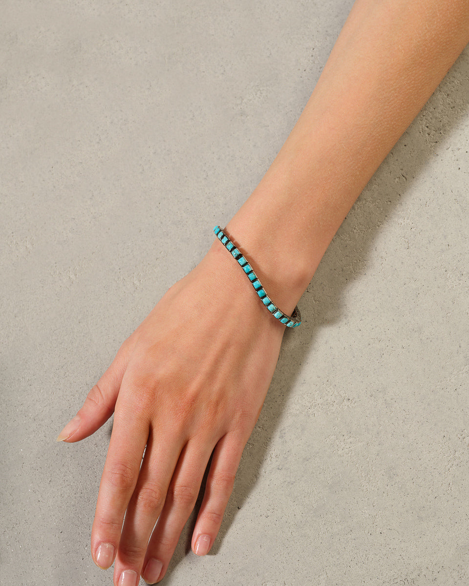 Mini Tile Tennis Bracelet - Turquoise