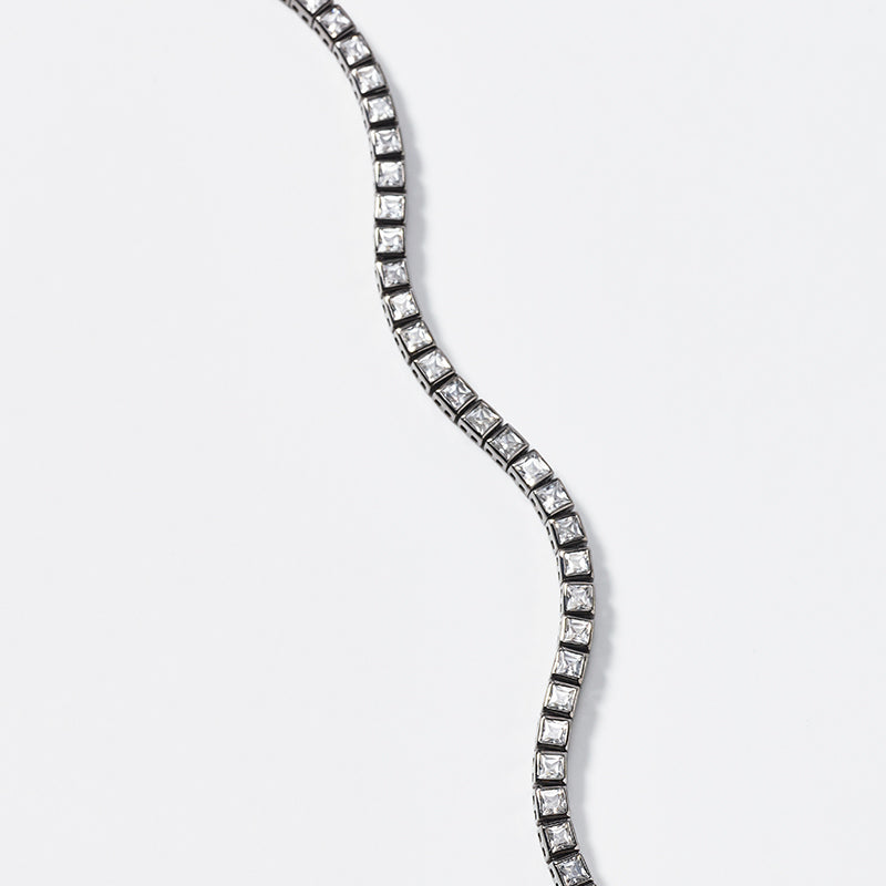 Mini Tile Tennis Bracelet - White Zircon