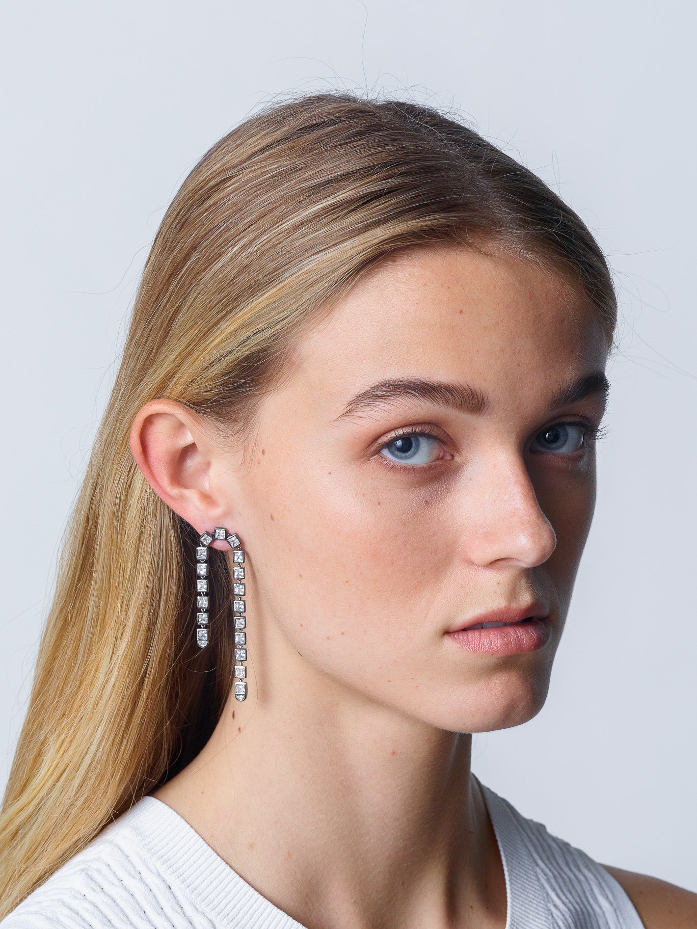 Arc Earrings - White Zircon