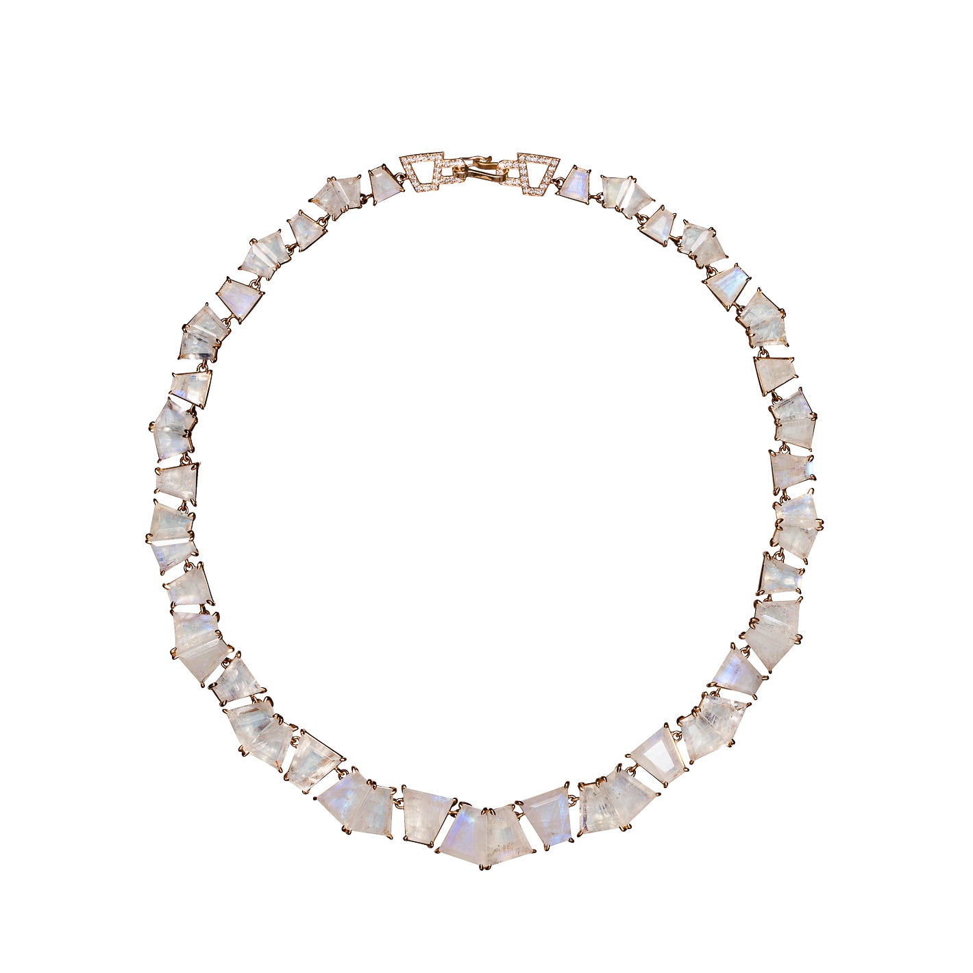 Pleated Rivière Necklace - Rainbow Moonstone