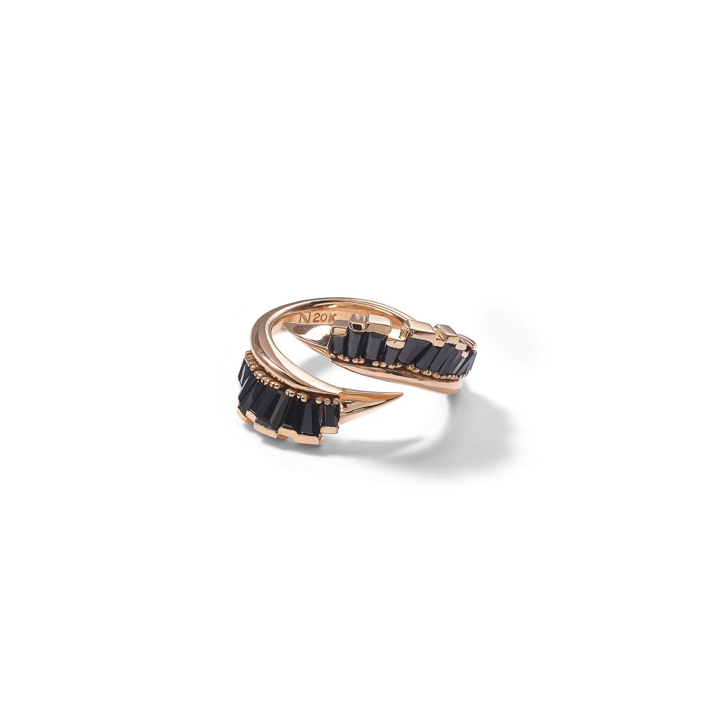Ruched Open Coil Ring - Black Spinel
