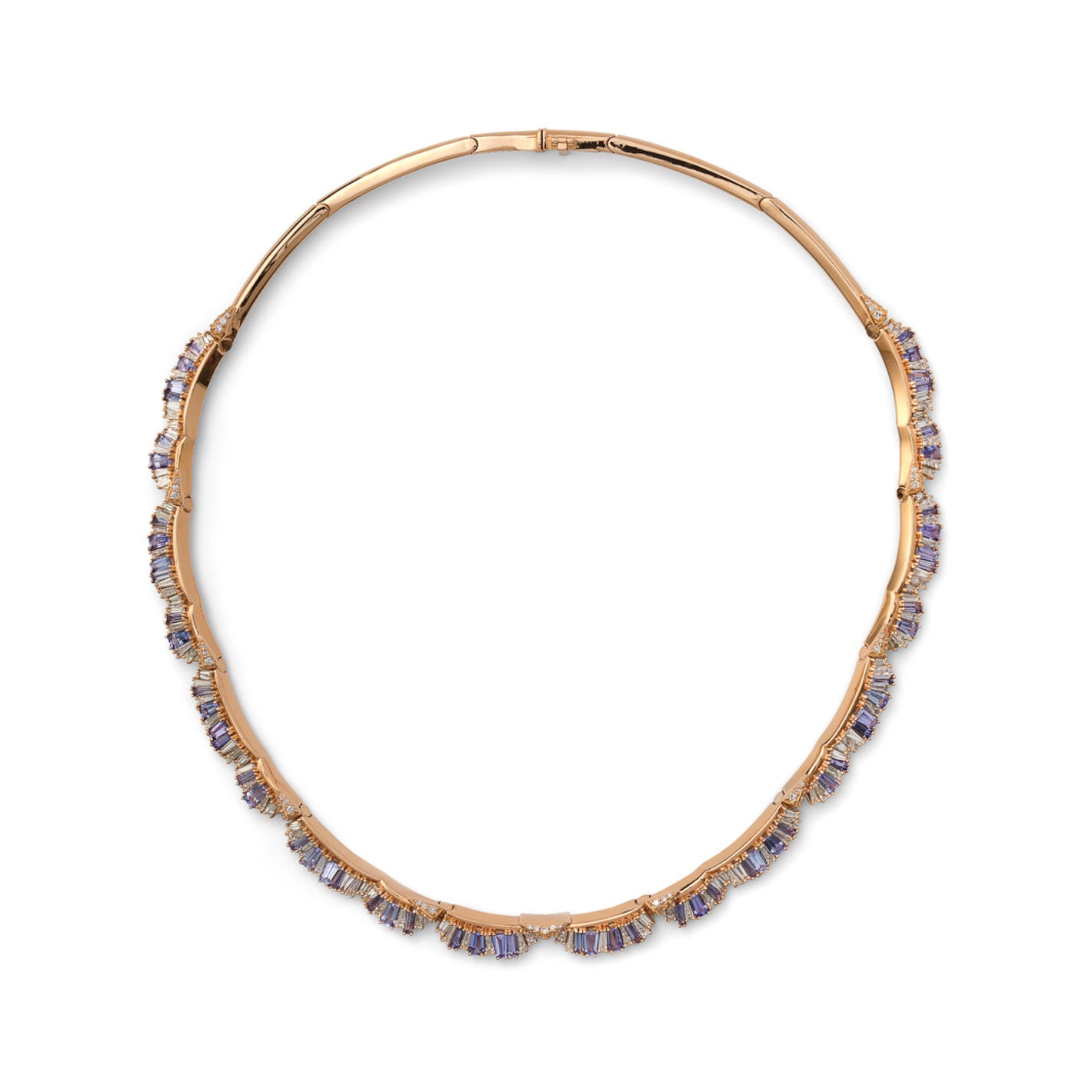 Ruched Rivière Necklace - Diamond & Tanzanite