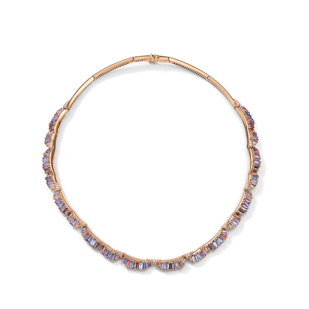 Diamond Tennis Necklace With Heart Shape Tanzanite - Etsy