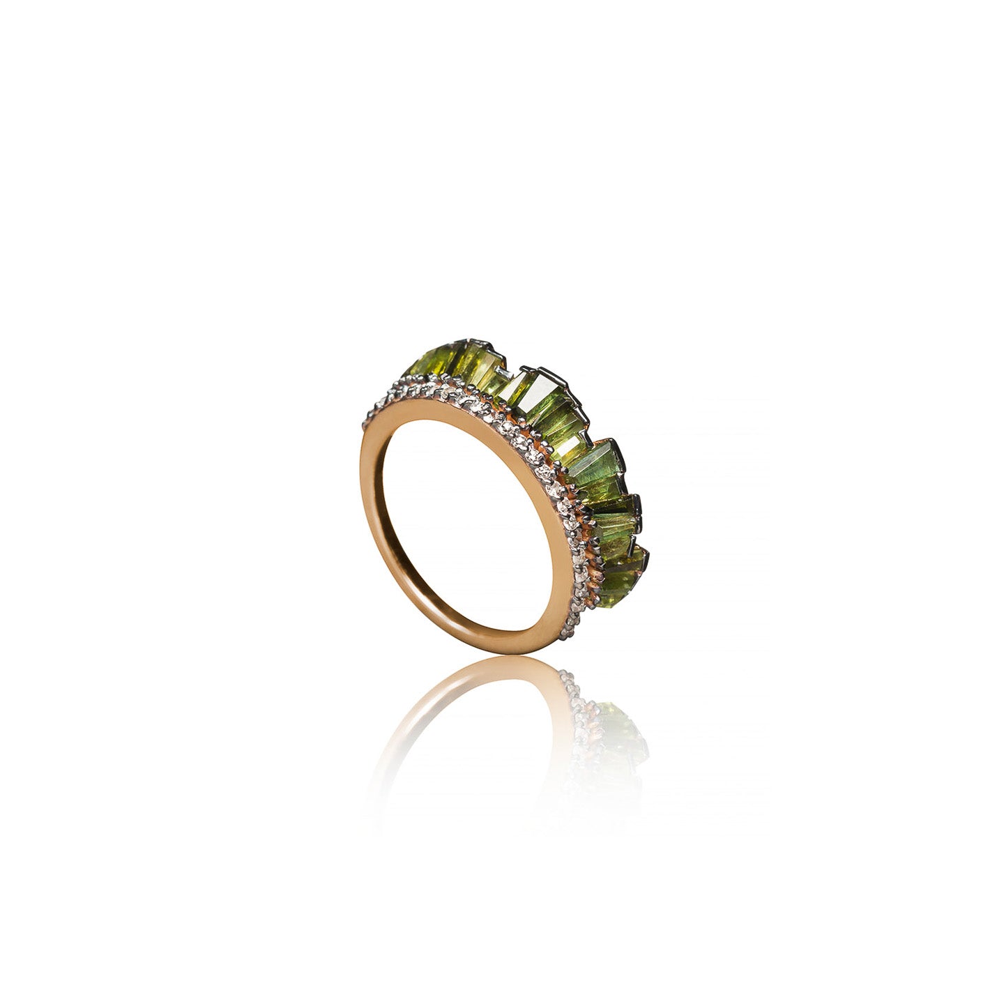 Ruffled Crown Ring - Green Tourmaline