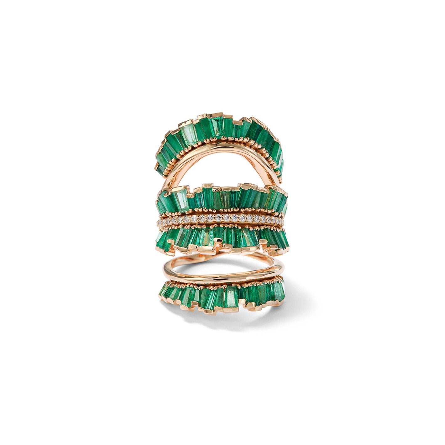 Triple Ruched Ribbon Ring - Emerald