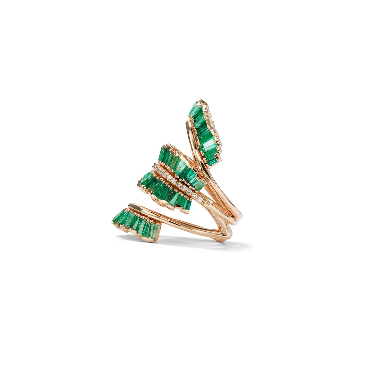 Triple Ruched Ribbon Ring - Emerald