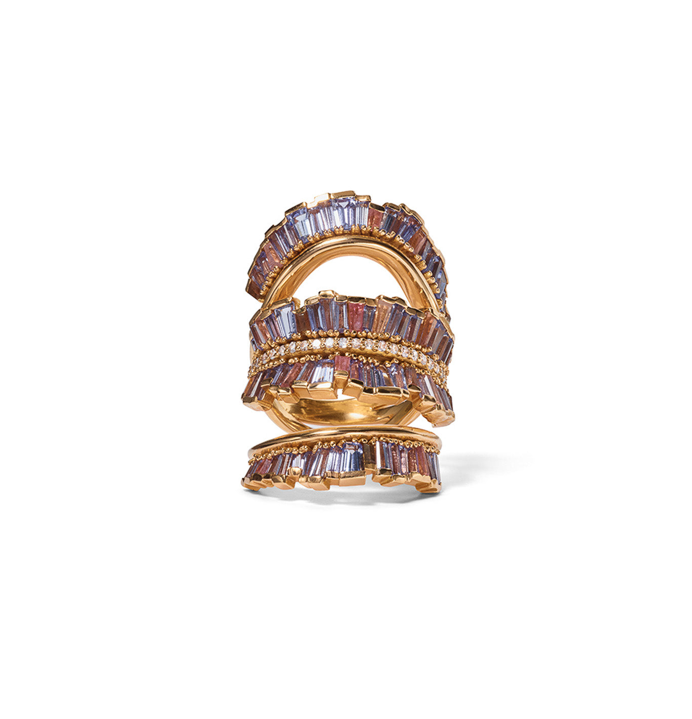 Triple Ruched Ribbon Ring - Tanzanite