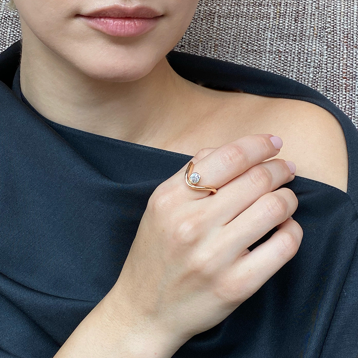 One of a Kind Ring - Nestled Solitaire - Diamond