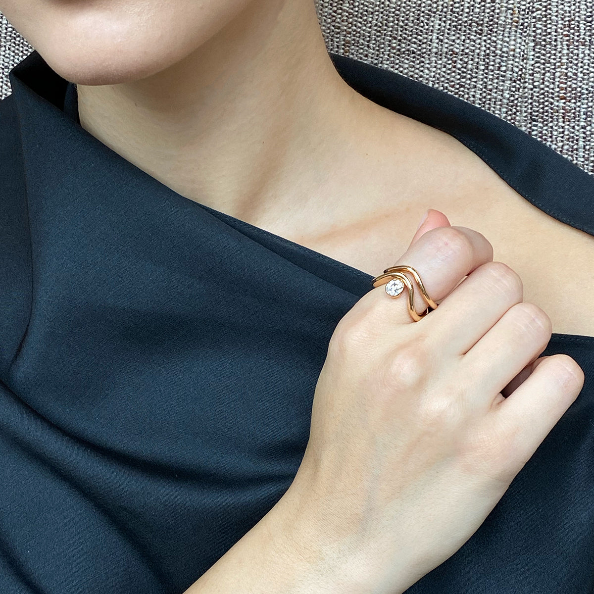 One of a Kind Ring - Nestled Solitaire - Diamond