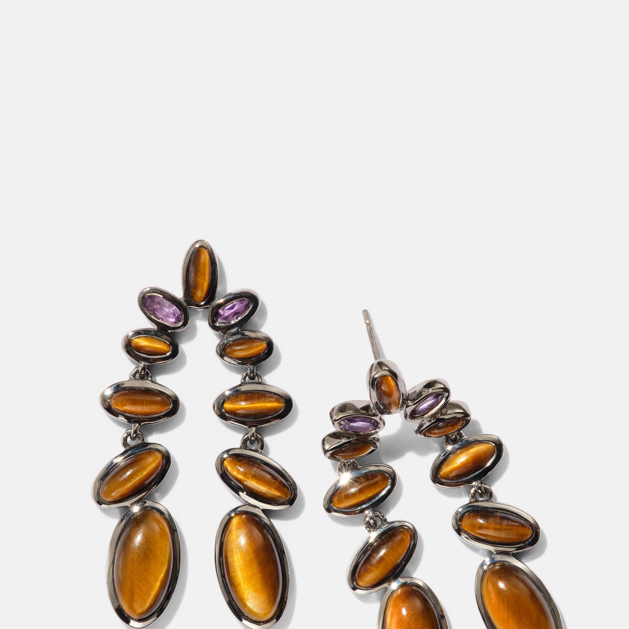 Nunchaku Earrings - Tiger's Eye