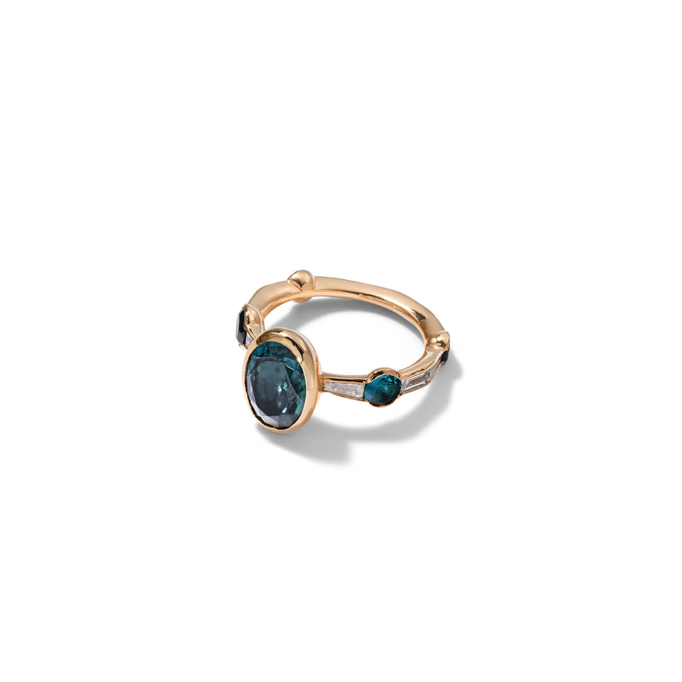 Oval Solitaire Morse Code Ring - Blue Tourmaline