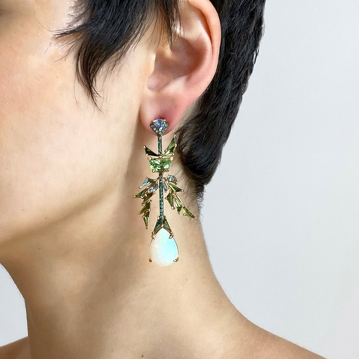 Parrot Earrings - Ethiopian Opal & Emerald