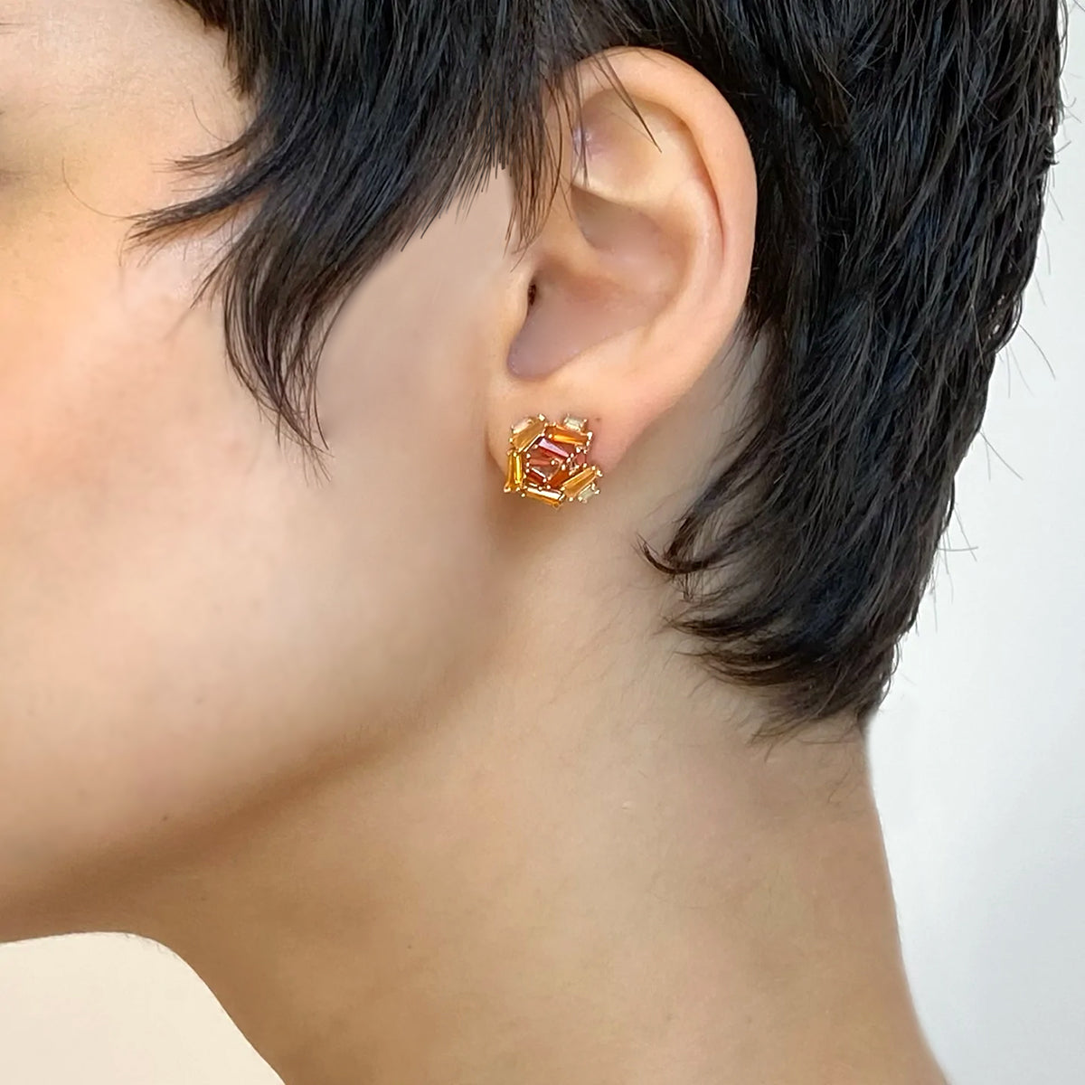Petite Rose Studs - Fire Opal