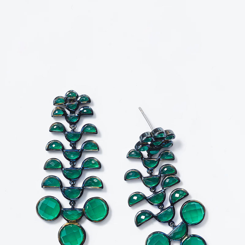 Reptile Girandole Earrings - Green Onyx