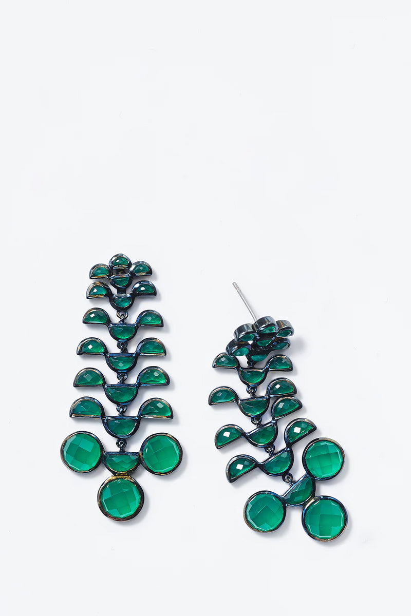 Reptile Girandole Earrings - Green Onyx