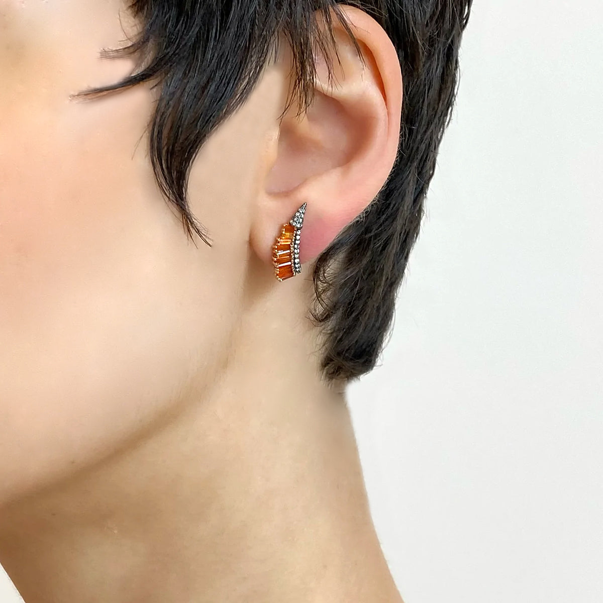 Ruched Ear Clips - Fire Opal
