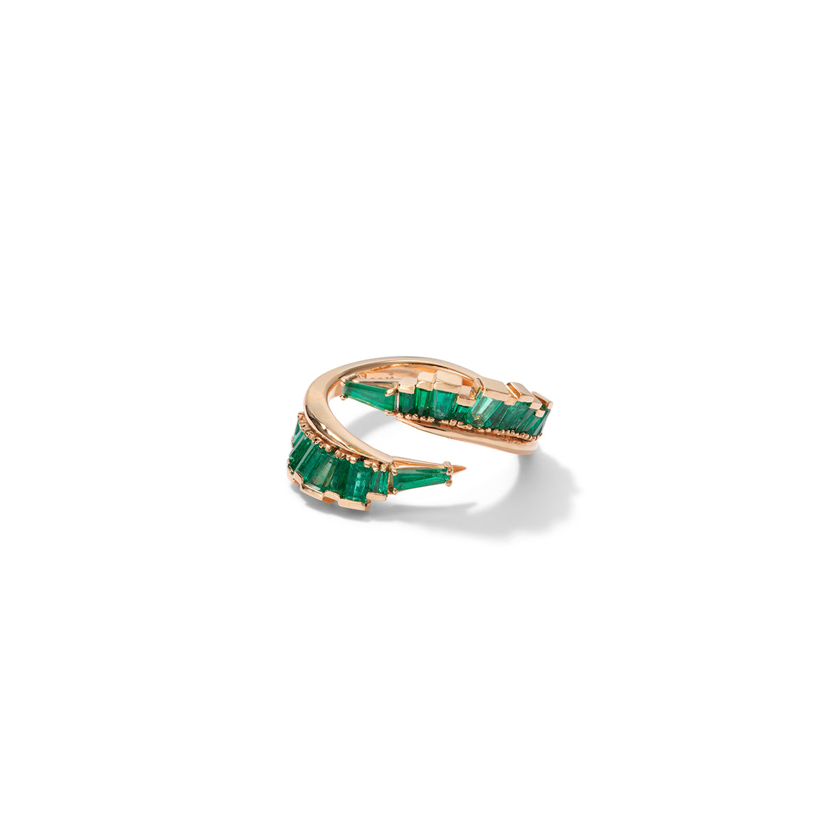 Ruched Open Coil Ring - Emerald