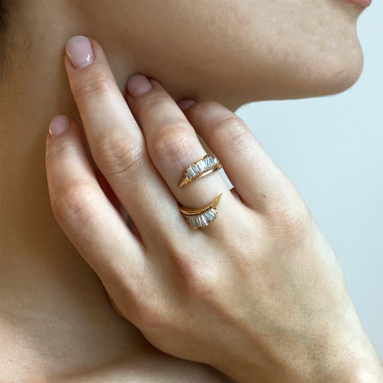 Ruched Open Coil Ring Guard - Diamond