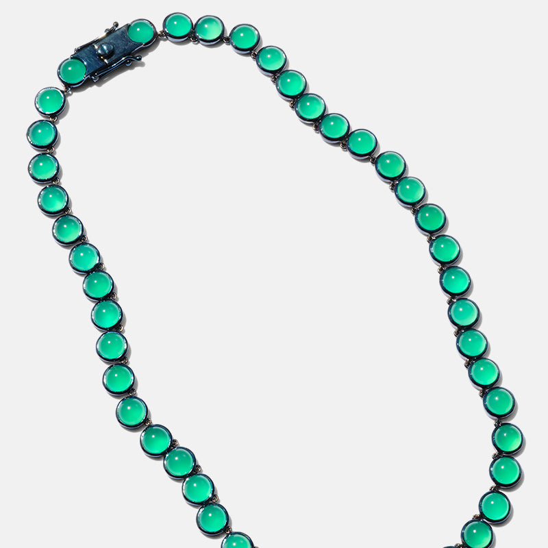Small Dot Rivière Necklace - Green Onyx