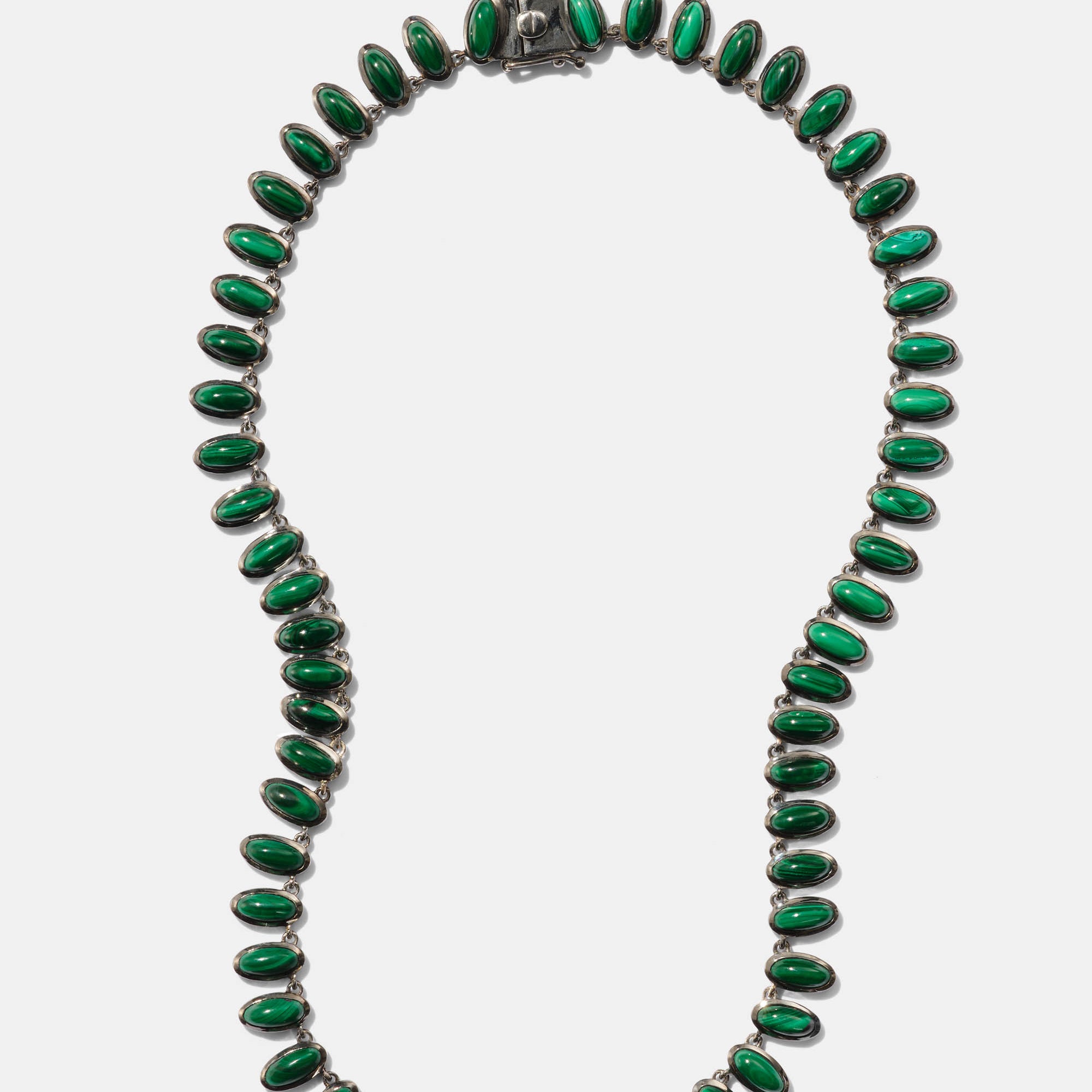 Small Elliptic Rivière Necklace - Malachite