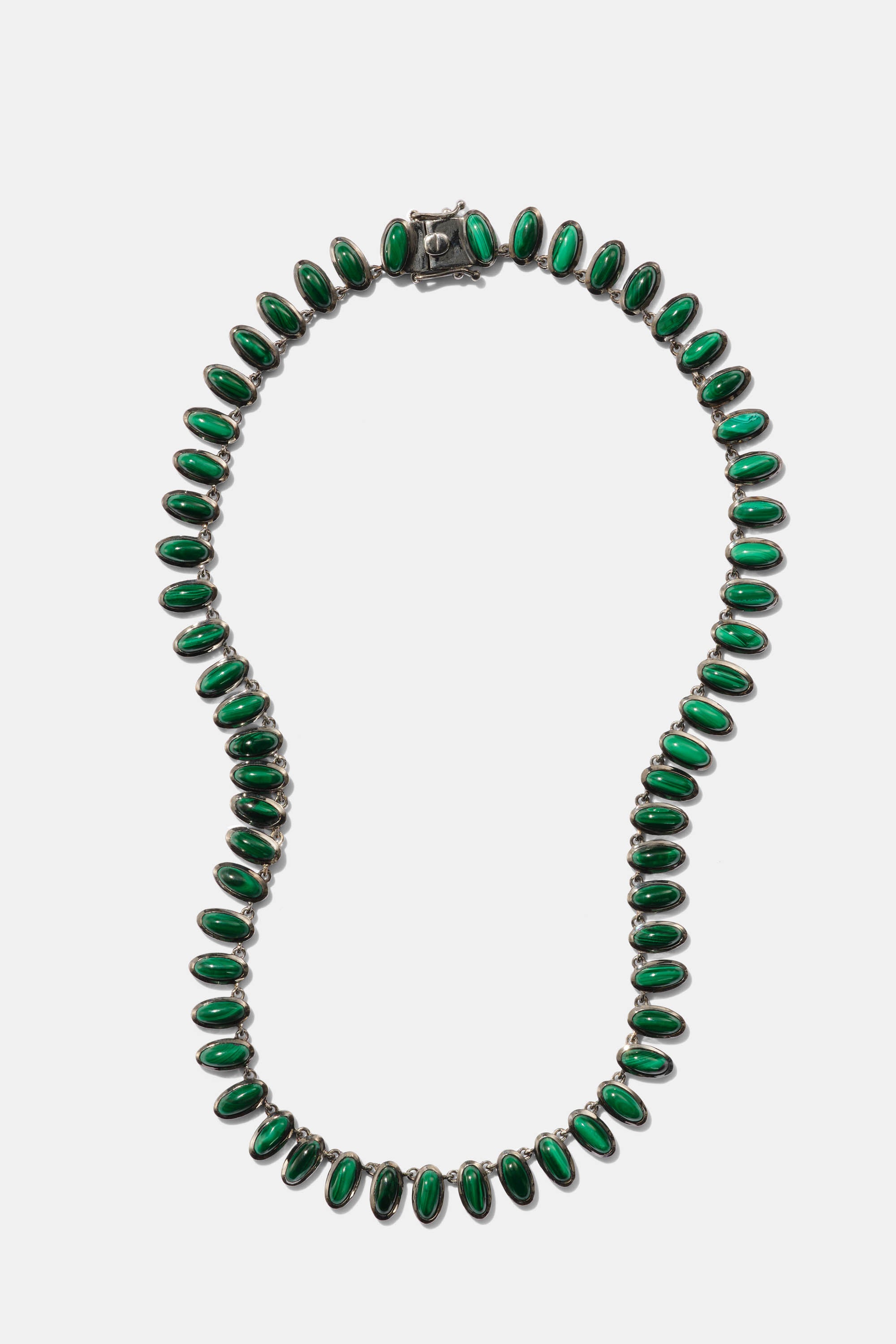 Small Elliptic Rivière Necklace - Malachite