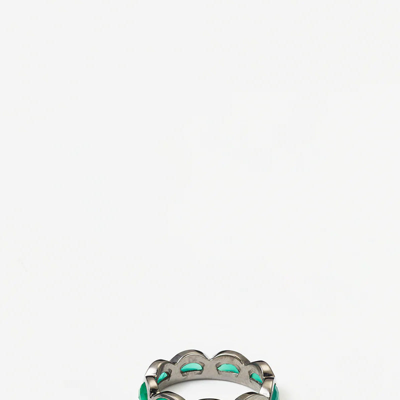 Small Scallop Band Ring - Green Onyx