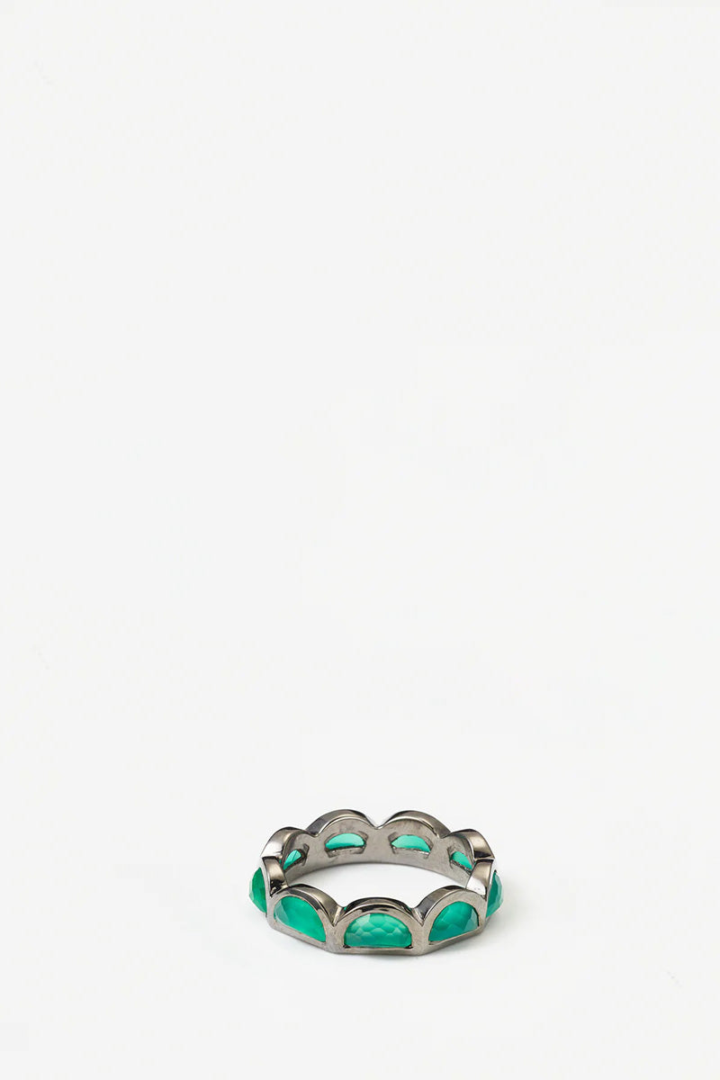 Small Scallop Band Ring - Green Onyx