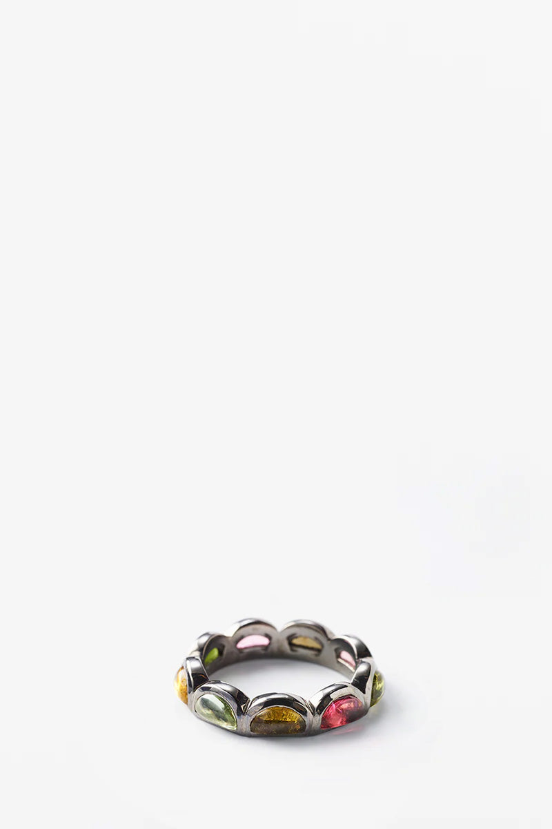 Small Scallop Band Ring - Multi Tourmaline